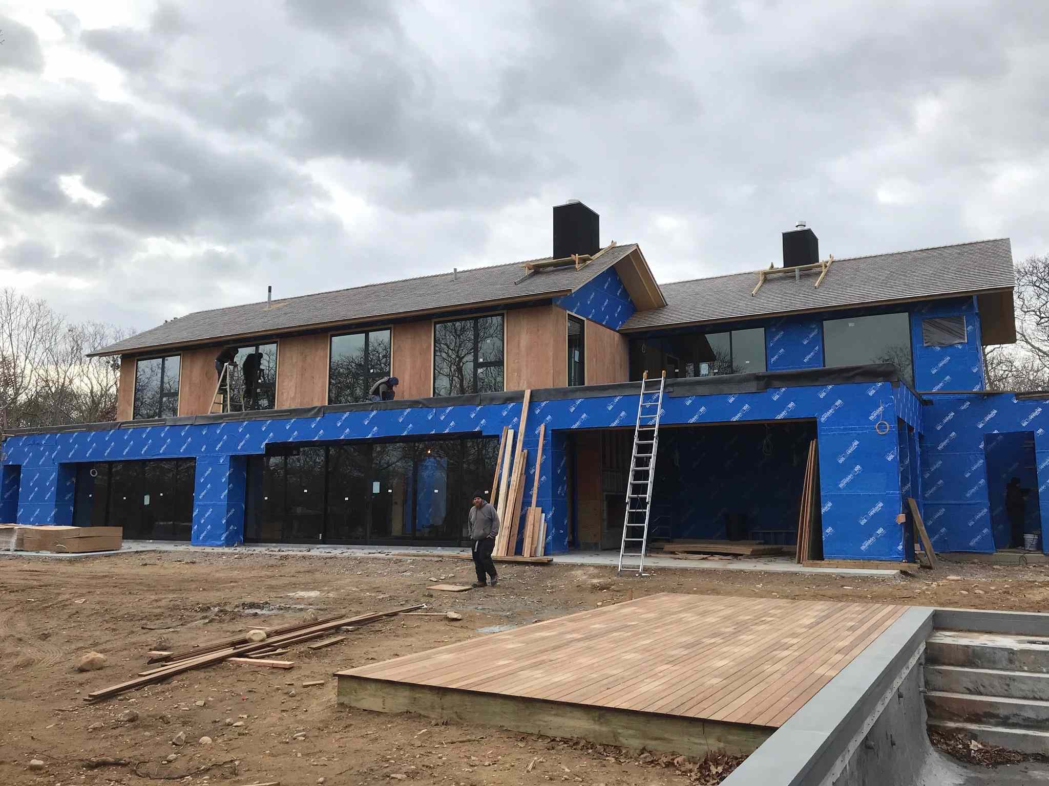 New home dried in with windows and roofing installed