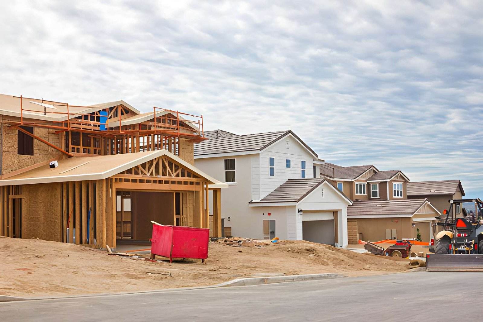 Construction site of new homes in progress