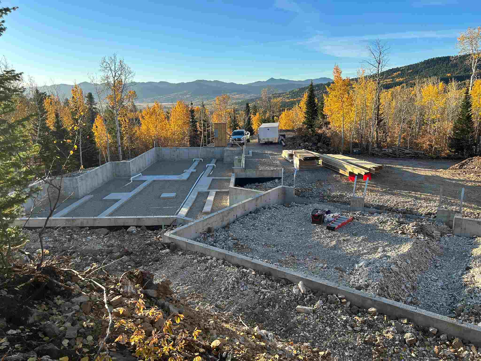 Foundation and framing stage of a new home in Victor, ID
